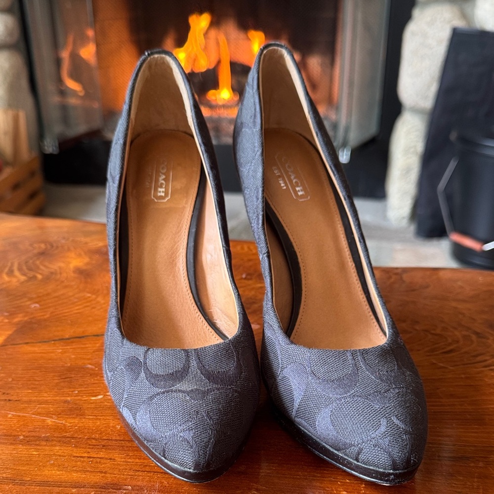 Coach Black Patterned Heels